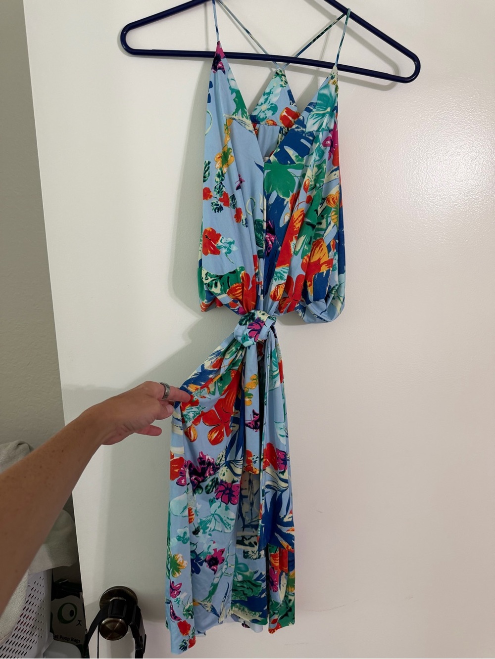 Light Blue Tropical Floral Maxi Dress